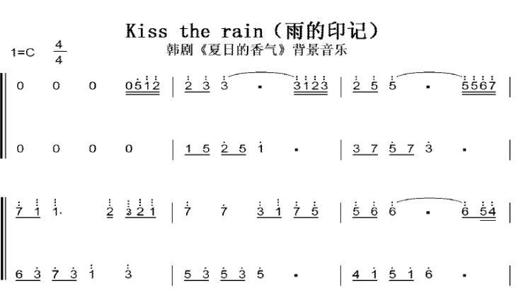 雨的印记钢琴简谱双手完整版数字 雨中的印记简谱完整版